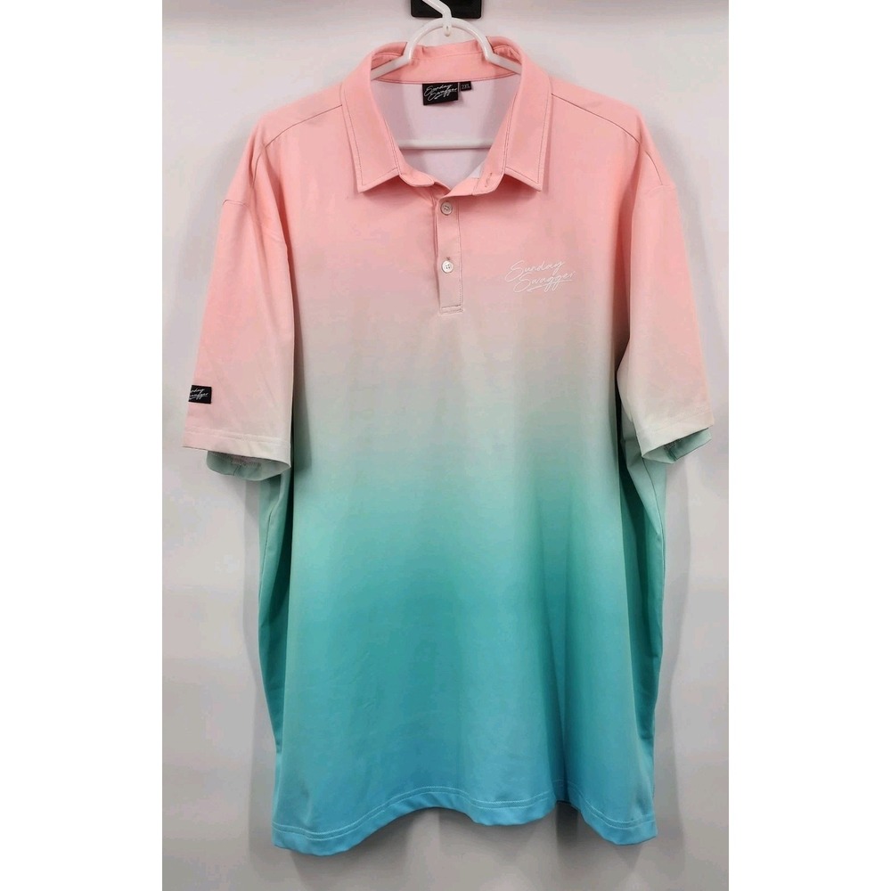 SUNDAY SWAGGER SUNSET GOLF POLO MENS 2XL GRADIANT PERFORMANCE UPF 40 COLORFUL